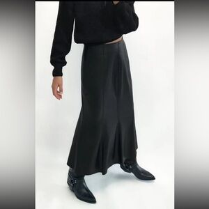 Zara Faux Leather Black Maxi Skirt